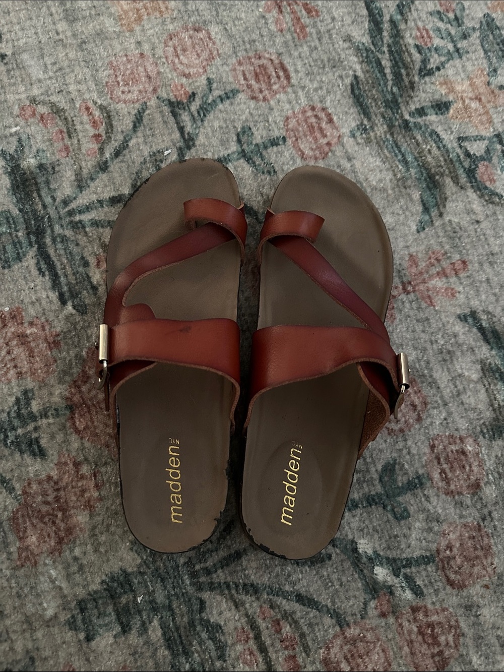 Madden Women’s Brown Leather Slide Sandals
